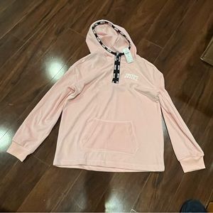 NWT - Justice - Light Pink Velor Half Zip Hoodie - Size 12